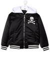 Philipp Plein Hooded Skull Bomber Jacket In Black