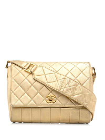 Pre-owned Chanel 1989-1991 Quilted Shoulder Bag In Gold