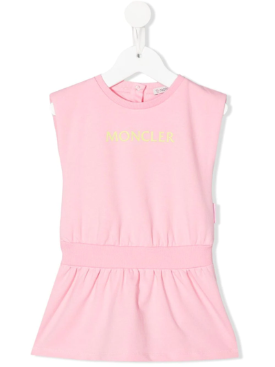Moncler Babies' Logo-print Sleeveless Jersey Dress In Pink