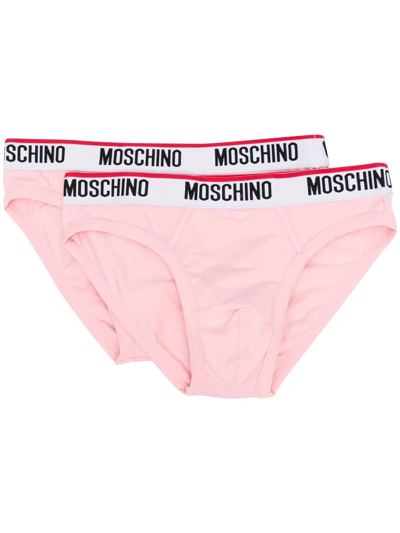 Moschino Logo-waistband Boxer Briefs In Pink