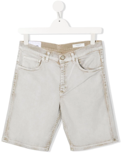 Dondup Teen Logo-patch Cotton Shorts In Grey