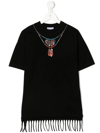 Marcelo Burlon County Of Milan Necklace-print Fringed Dress In Black