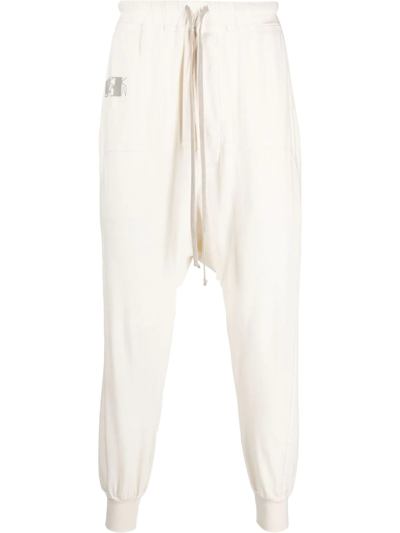 Rick Owens Drkshdw Drop Crotch Tapered Track Pants In Neutrals