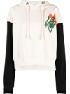 JW ANDERSON FLORAL-EMBROIDERED CONTRAST-SLEEVE HOODIE