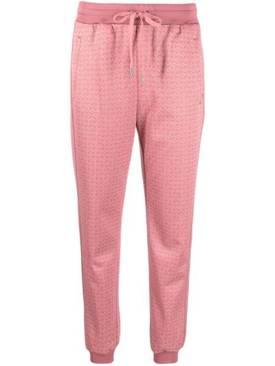 Michael Kors Jacquard-logo Track Pants In Pink