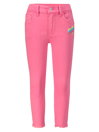 Billieblush Babies' Girls Neon Pink Heart Jeans In Fucsia