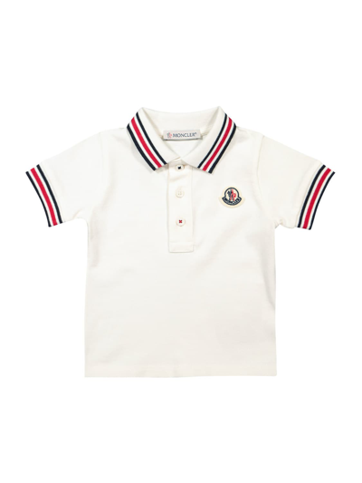 Moncler Babies' Basic Polo T-shirt With Logo In White