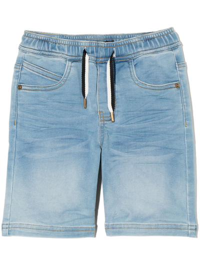 Molo Kids Drawstring Waist Denim Shorts In Blue