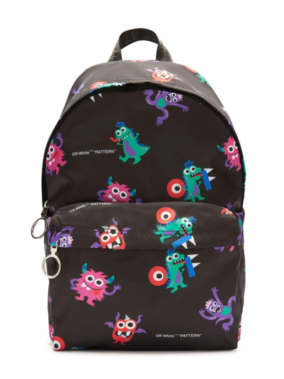 Off-white Kids' Monster-print Backpack In Black