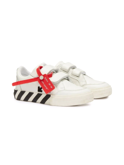 Off-white Kids' Vulcanised Touch-strap Trainers In 1001 Black White