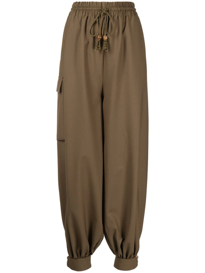 Palmer Harding High-waisted Cargo Trousers In Brown