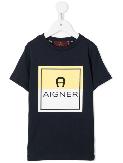 Aigner Teen Logo-print Short-sleeved T-shirt In Blue