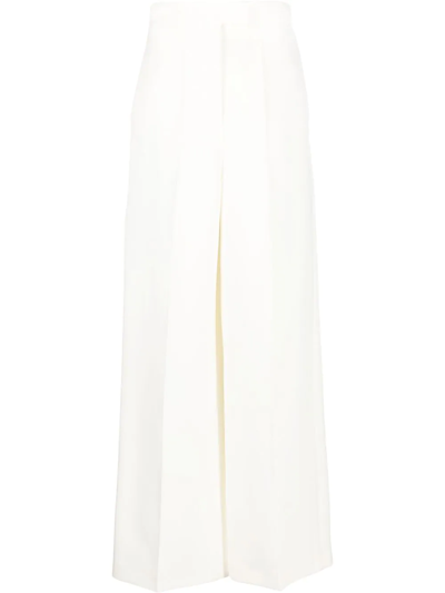 Fendi Wool And Silk Palazzo Trousers In White