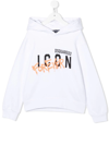 DSQUARED2 ICON-PRINT RIB-TRIMMED HOODIE