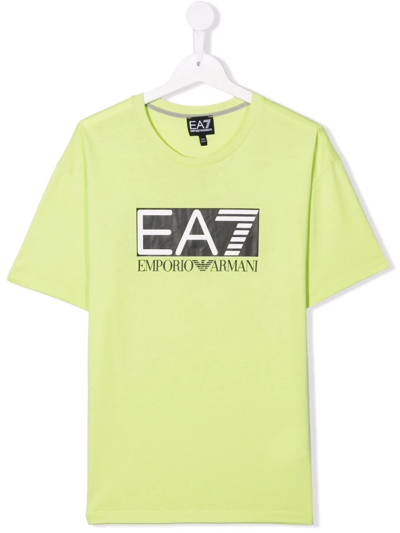 Emporio Armani Kids' Logo-print T-shirt In Green