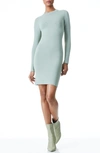 Alice And Olivia Estelle Reversible Twist Detail Long Sleeve Body-con Dress In Sage