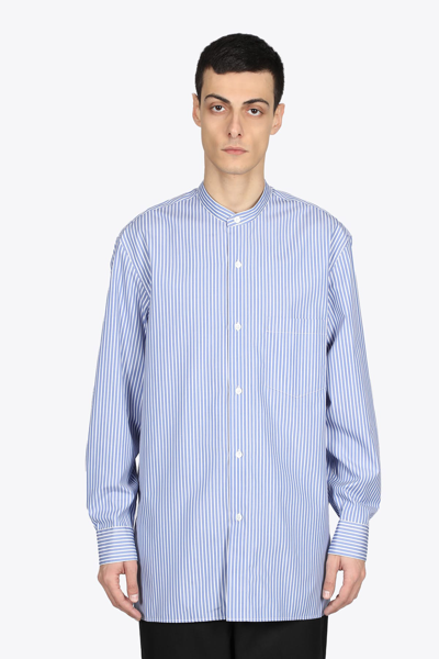 Aglini Bianco/azzurro Light Blue/white Striped Shirt With Long Sleeves