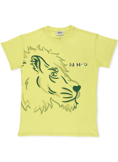 Kenzo Kids' Tiger Friends T-shirt In Giallo Limone