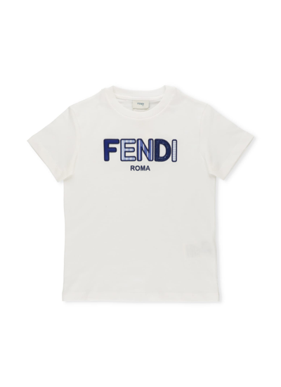 Fendi Kids' Loged T-shirt In White