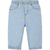 STELLA MCCARTNEY LIGHT-BLUE JEANS FOR BABY GIRL WITH YELLOW SUN