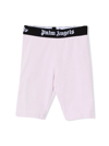 Palm Angels Kids Lilac Cycling Shorts With Logo Band In Rosa