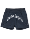 Palm Angels Boys Navy Kids Logo-print Shell Swim Shorts 6-12 Years 8 Years In Blu