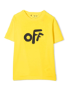 Off-white Yellow T-shirt For Boy With Black Logo In Giallo