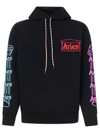 Aries Logo-print Drawstring Hoodie In Black