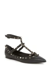 VALENTINO GARAVANI 'ROCKSTUD' DOUBLE ANKLE STRAP POINTY TOE FLAT,KW3S0376VOG