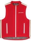 Palm Angels Logo-print Stripe-trim Zipped Gilet In Red