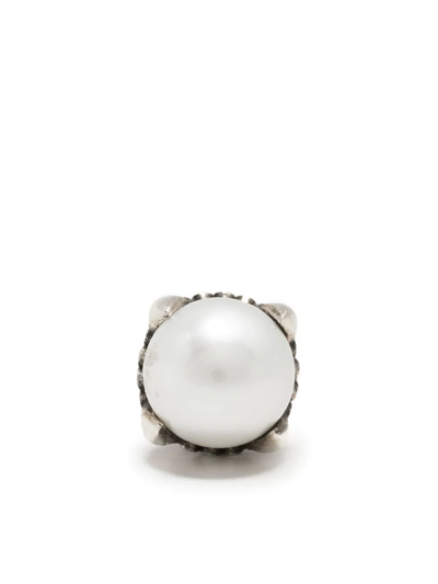 Emanuele Bicocchi Pearl Stud Earring In Silver