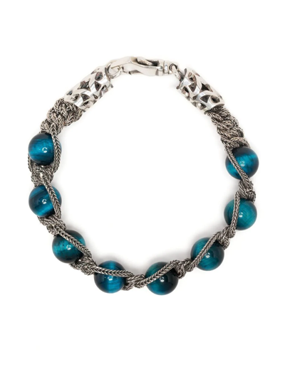 Emanuele Bicocchi Braided Bead Bracelet In Silver