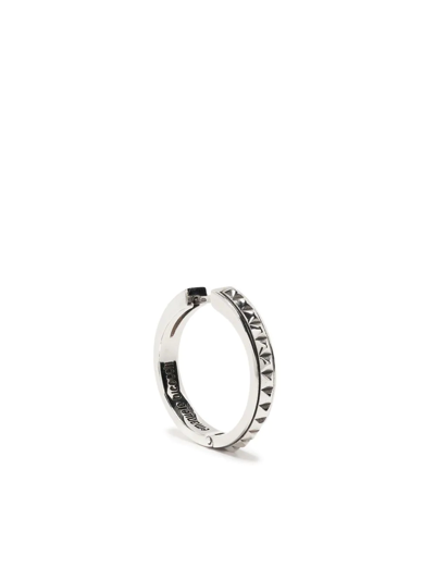Emanuele Bicocchi Pyramid-embossed Small-hoop Earring In Silber