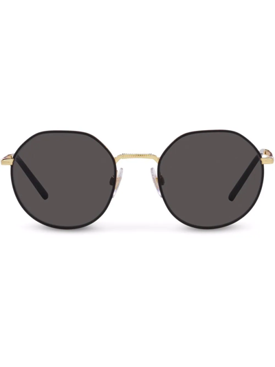 Dolce & Gabbana Gros Grain Sunglasses In Gold And Black