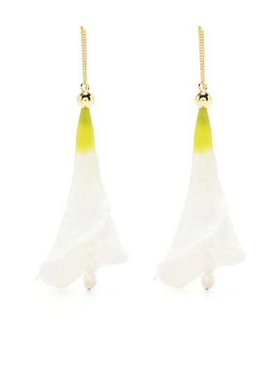 Cult Gaia Flower-drop Earrings In Weiss