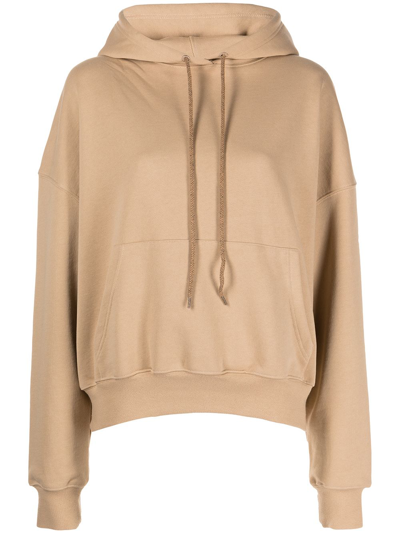 Wardrobe.nyc Drop-sleeve Cotton Hoodie In Beige