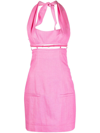 Jacquemus Limao Cutout Woven Halterneck Mini Dress In Rosa