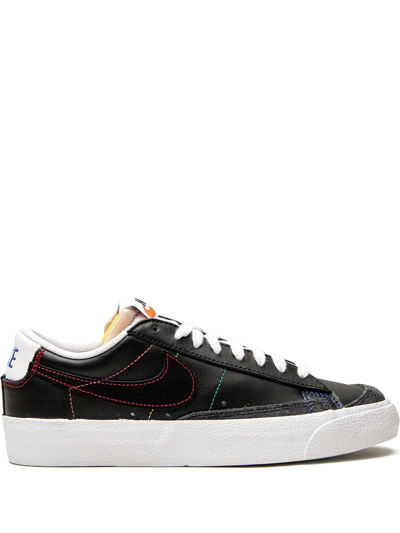 Nike Blazer Low 77 "multicolor Stitch" Sneakers In Black/ Red/ Turf Orange