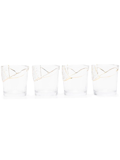 Seletti Bicchieri Kintsugi Glasses (set Of Four) In Nude