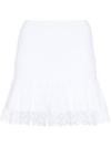 Charo Ruiz Fleur Guipure Lace And Cotton-blend Voile Mini Skirt In White