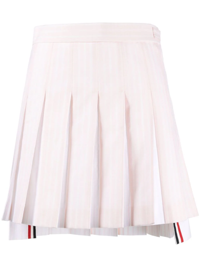 Thom Browne Striped Pleated Skirt In Pink