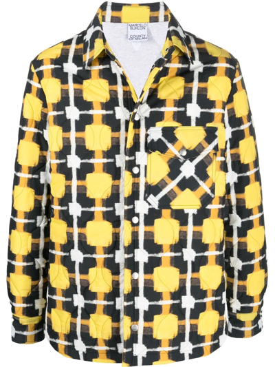 Marcelo Burlon County Of Milan Check-pattern Quilted Overshirt In Yellow