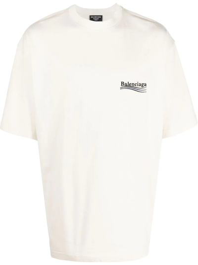 Balenciaga Logo-print Short-sleeved T-shirt In Nude