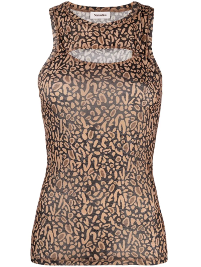 Nanushka Lio Racerback Tank Top In Brown