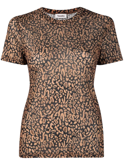 Nanushka Animal-print T-shirt In Brown Ocelot