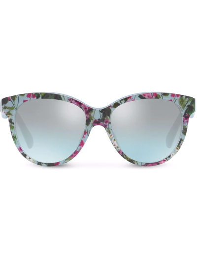 Dolce & Gabbana Floral-print Cat-eye Sunglasses In Blue