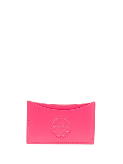 Alexander Mcqueen Embossed Leather Cardholder In Rosa