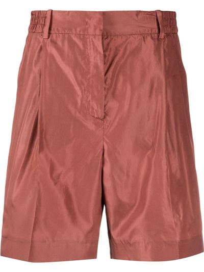 Valentino High-waisted Silk Shorts In Rot