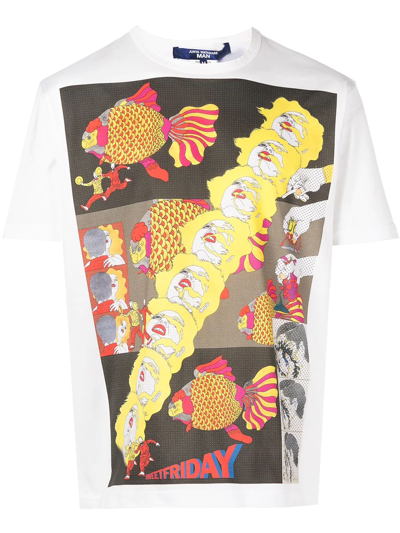 Junya Watanabe Graphic-print Short-sleeve T-shirt In White