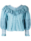Loveshackfancy Bunnie Blouse - Blue Bonnet - Atterley In Blau